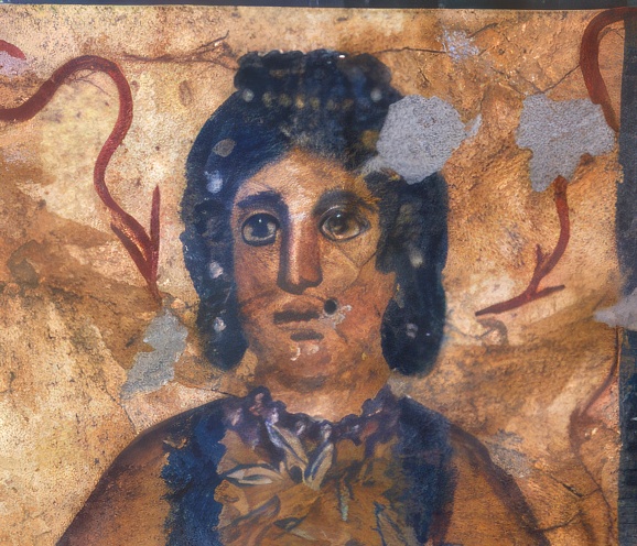 Byzantine Mother Portrait: Delicate Fresco Detail 320 CE