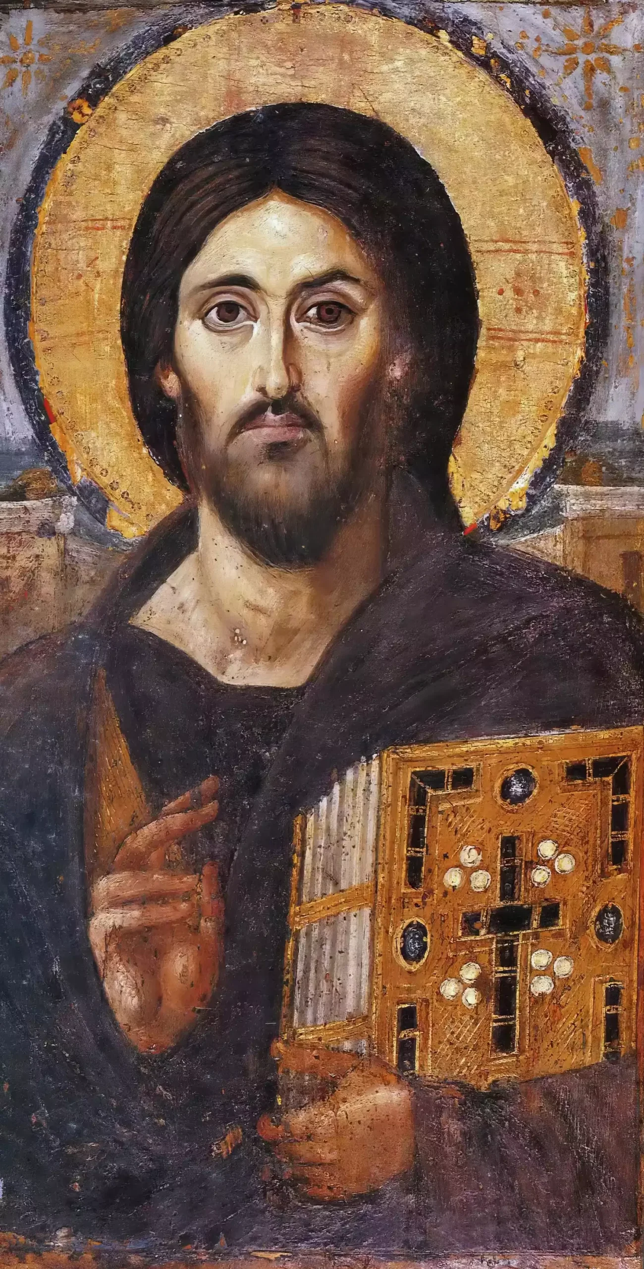 Sinai icon of Jesus Christ Pantocrator reveals masterful 6th-century encaustic technique. UHD 4