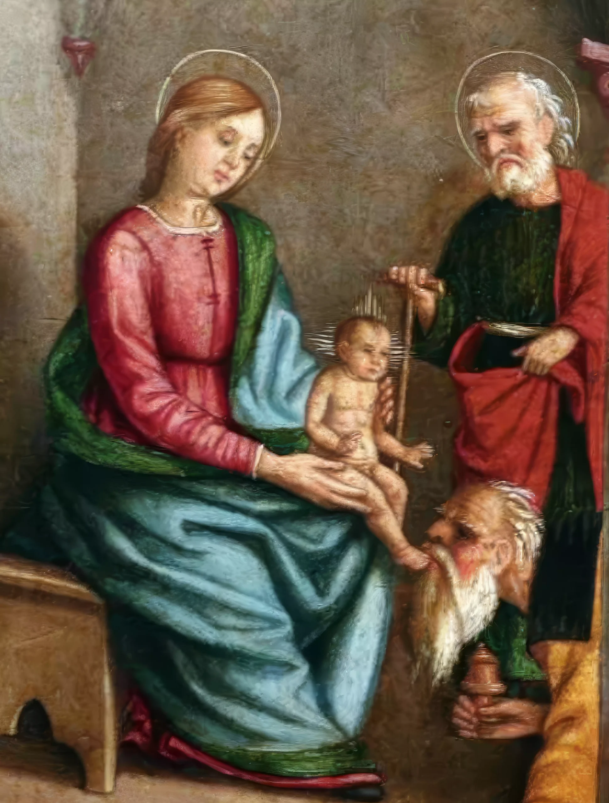 Agabiti's Holy Family Detail: Intimate Sacred Portrayal (1528)