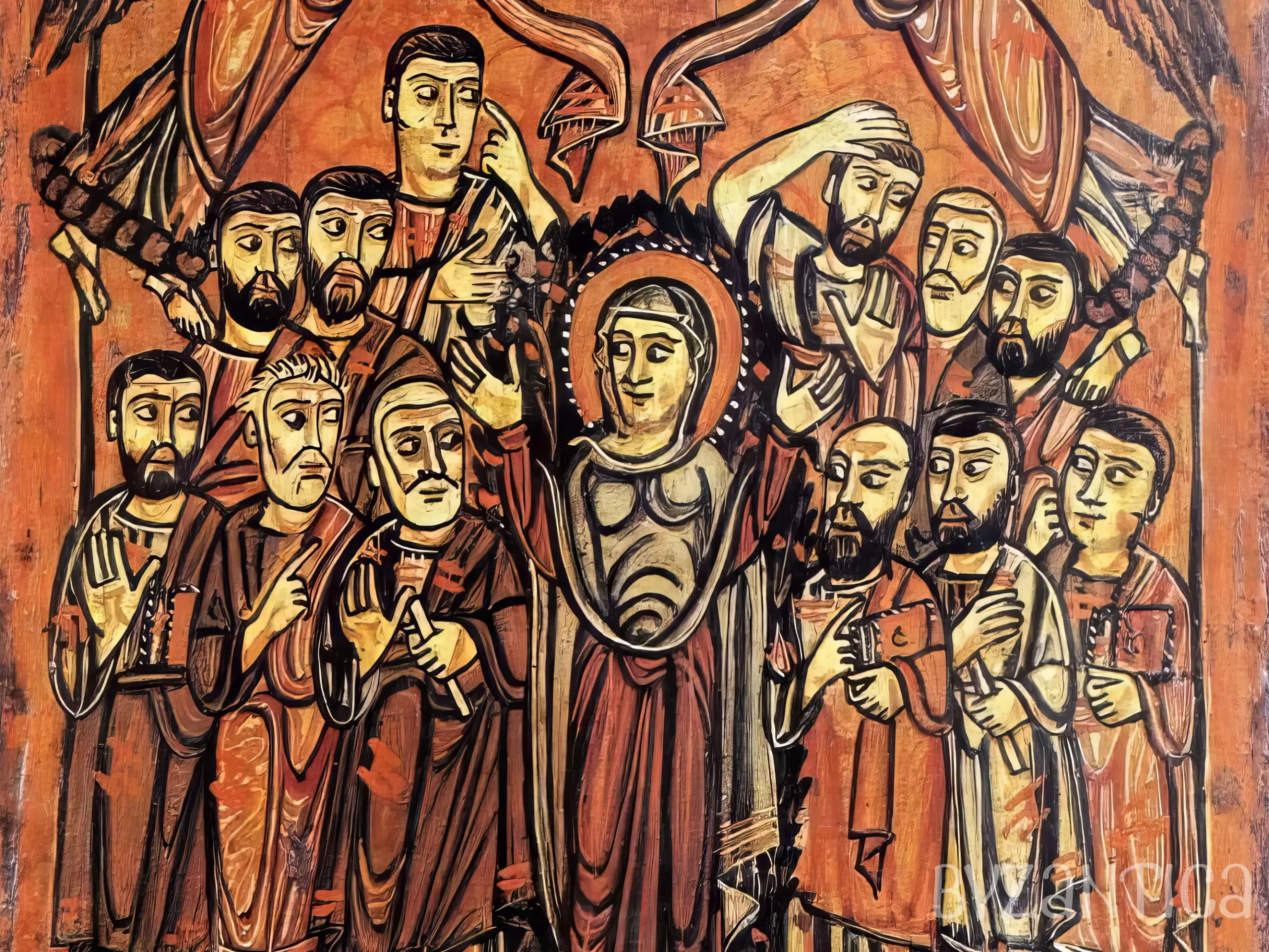 Virgin Mary and Apostles in 9th Century Sinai Ascension, Sinai