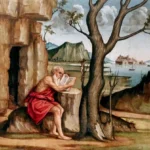 Agabiti Jerome Desert scene shows contemplative saint in Renaissance masterwork, viewed in stunning clarity