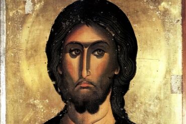 Striking detail of Pantocrator icon in Lefkosia showing Christ's penetrating gaze and masterful Byzantine artistry