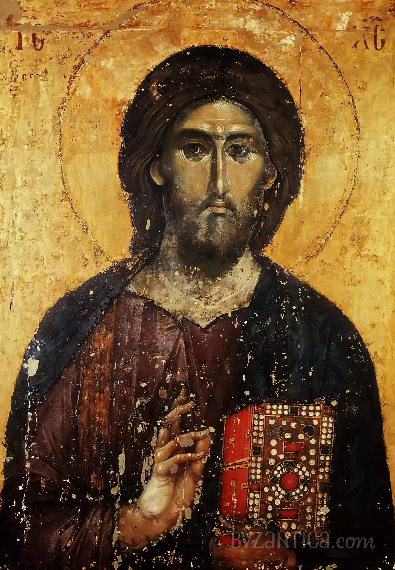 Christ Pantocrator in Hilandar full view Byzantine icon showcasing sacred majesty in Ultra High Resolution