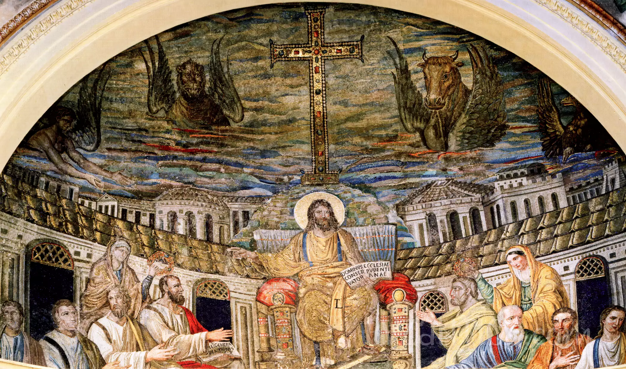 Christ in Majesty mosaic full view in Ultra High Resolution showing complete apsidal composition at Santa Pudenziana