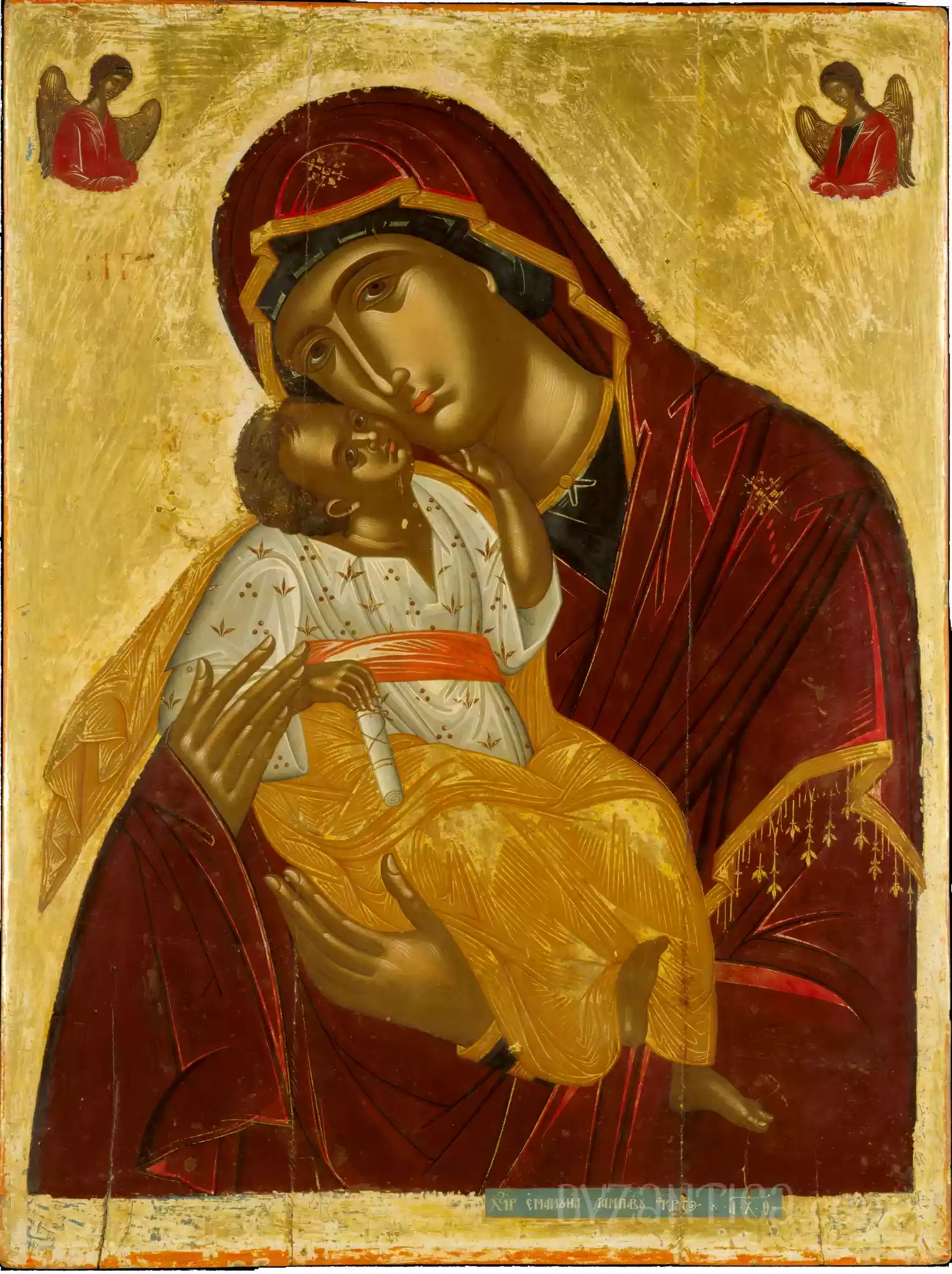 Glykophilousa by Lambardos full view Ultra High Resolution depicting tender embrace of Virgin and Child