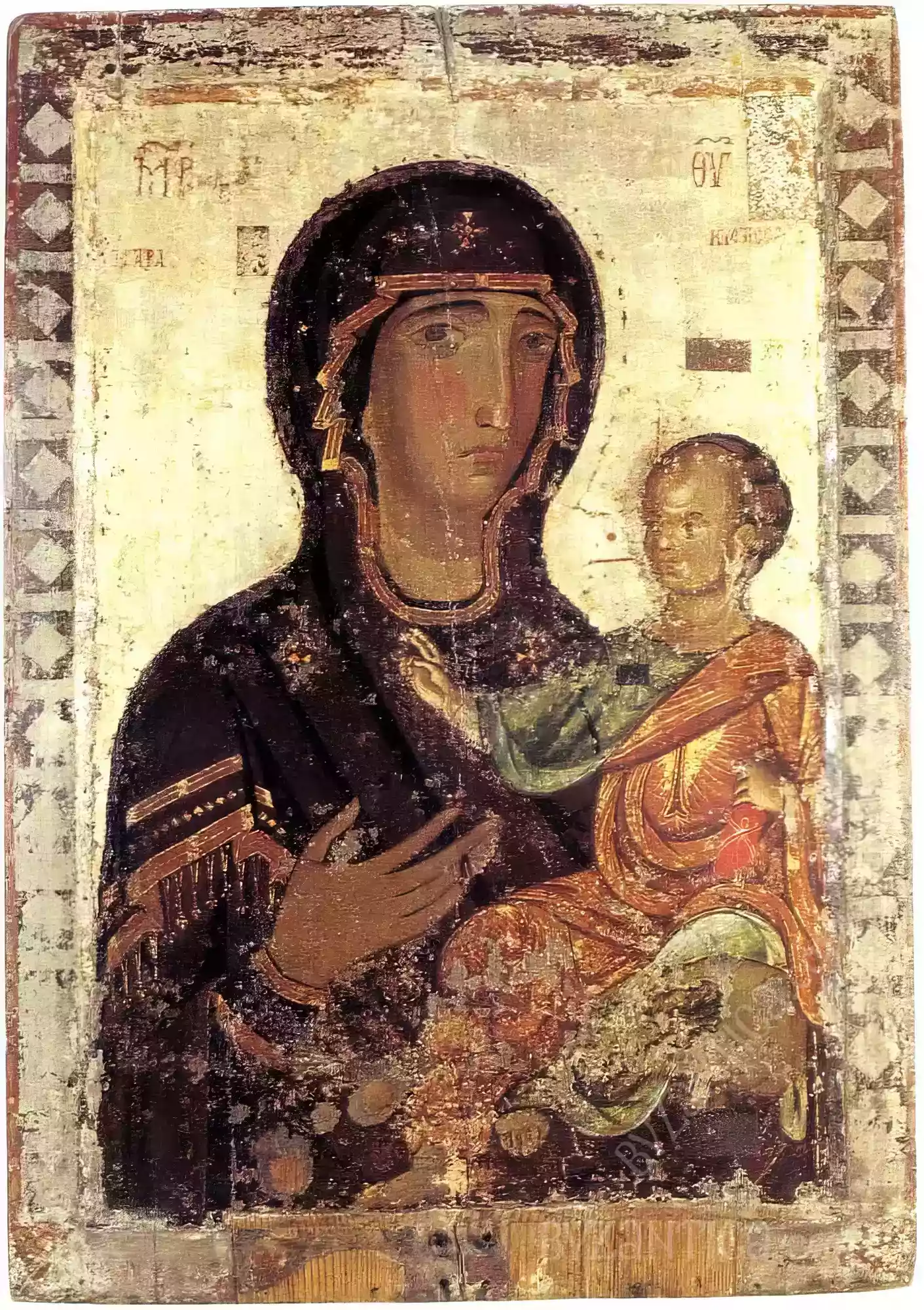 Hodegetria icon in Lefkosia full view in Ultra High Resolution showing the Virgin Mary and Christ child in sacred pose