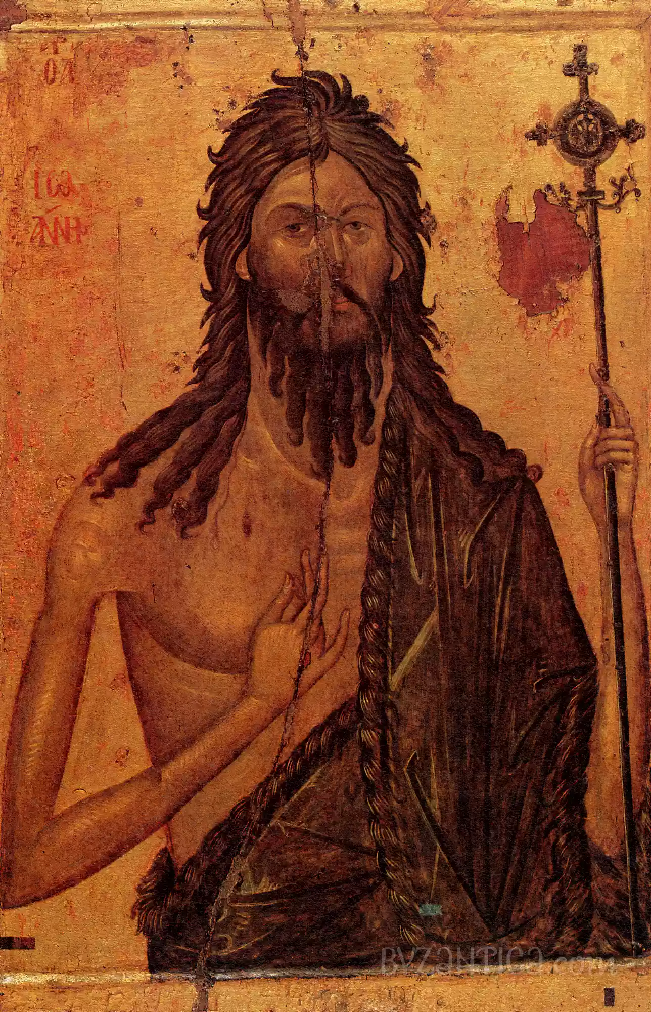 John the Forerunner in Kerkyra full view Ultra High Resolution Byzantine icon showing prophetic intensity