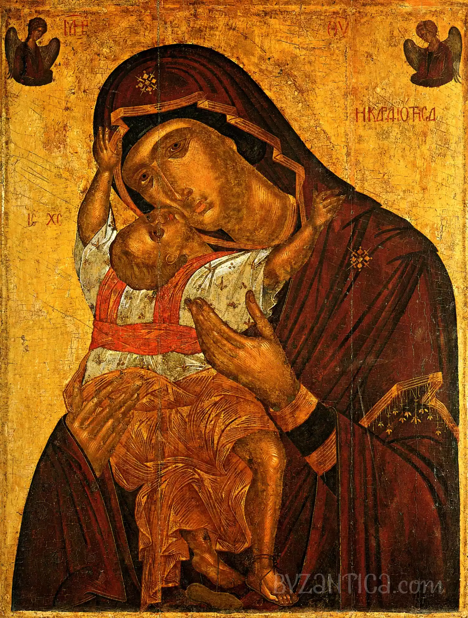 Kardiotisa by Akotantos Ultra High Resolution full view of Byzantine icon depicting Mother of God with Christ child