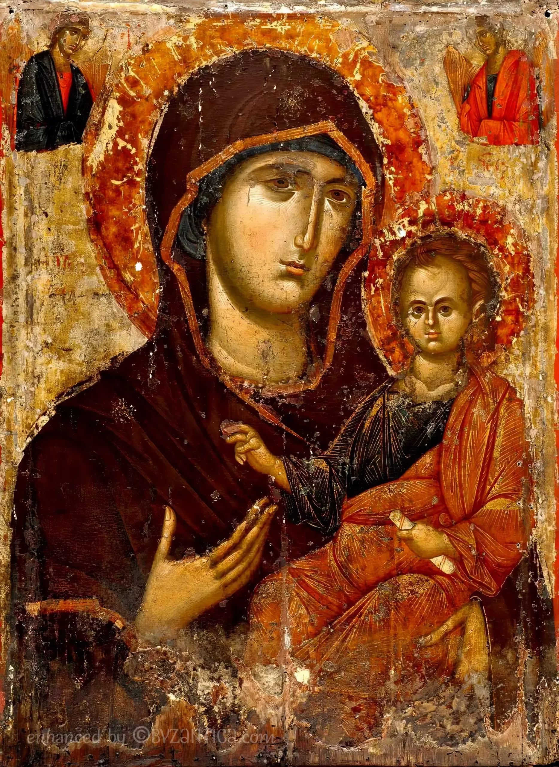 Lidianca Madonna from Neamt Byzantine icon full view Ultra High Resolution showing Mother of God with Christ child