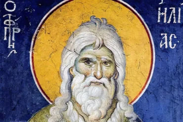 Prophet Elias by Panselinos Fresco showing remarkable detail of the prophet's face with expressive features