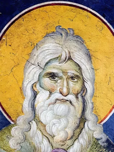 Prophet Elias by Panselinos Fresco showing remarkable detail of the prophet's face with expressive features