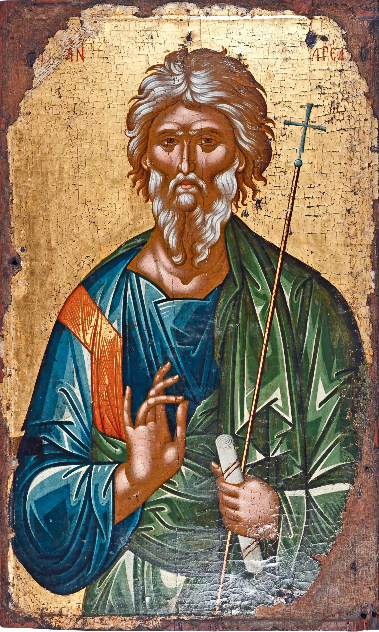 Saint Andrew in Fener Byzantine icon featuring sacred portraiture and divine symbolism in UHD detail