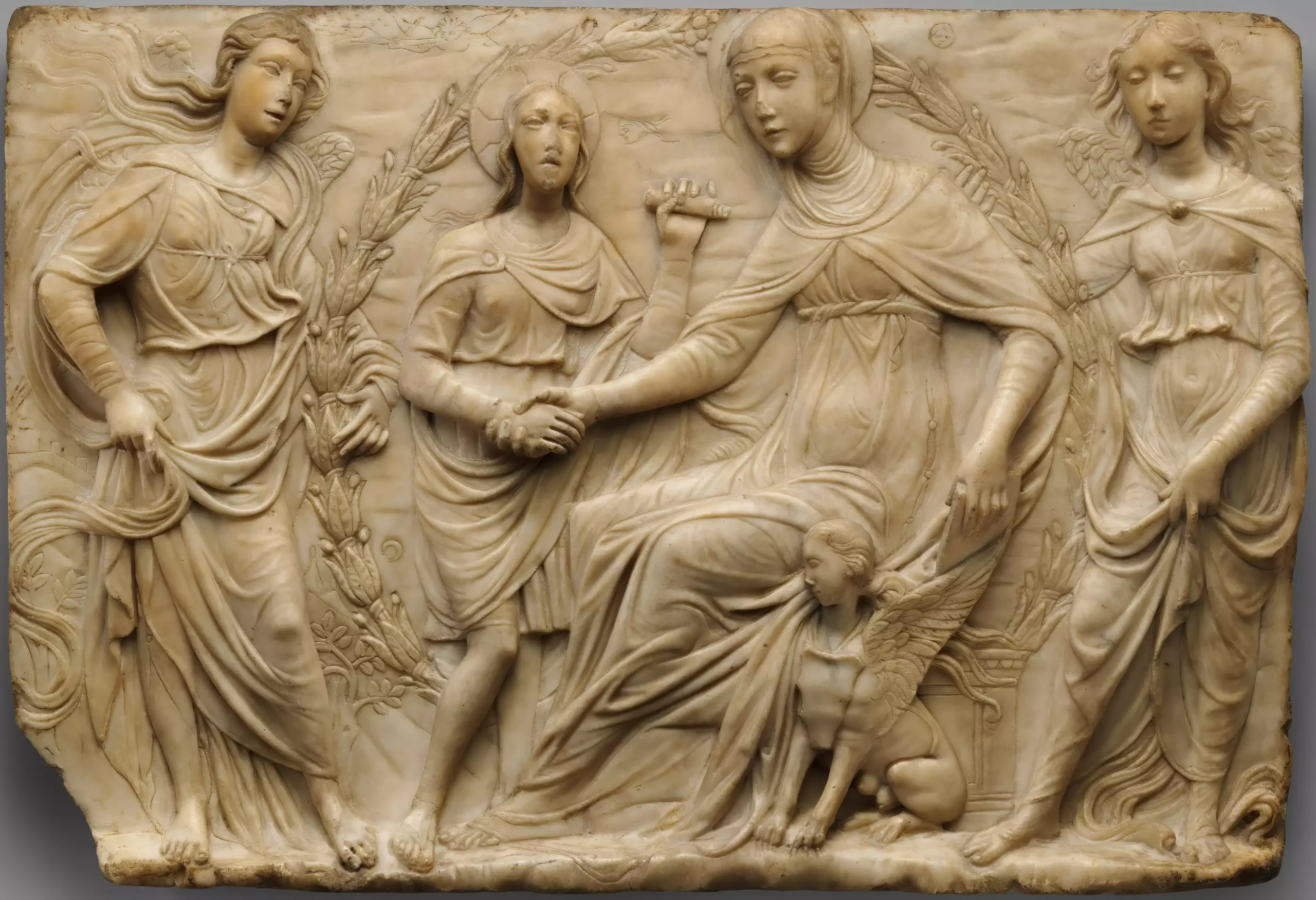 Saint Bridget Vision captured in masterful marble relief by Agostino di Duccio UHD museum photography