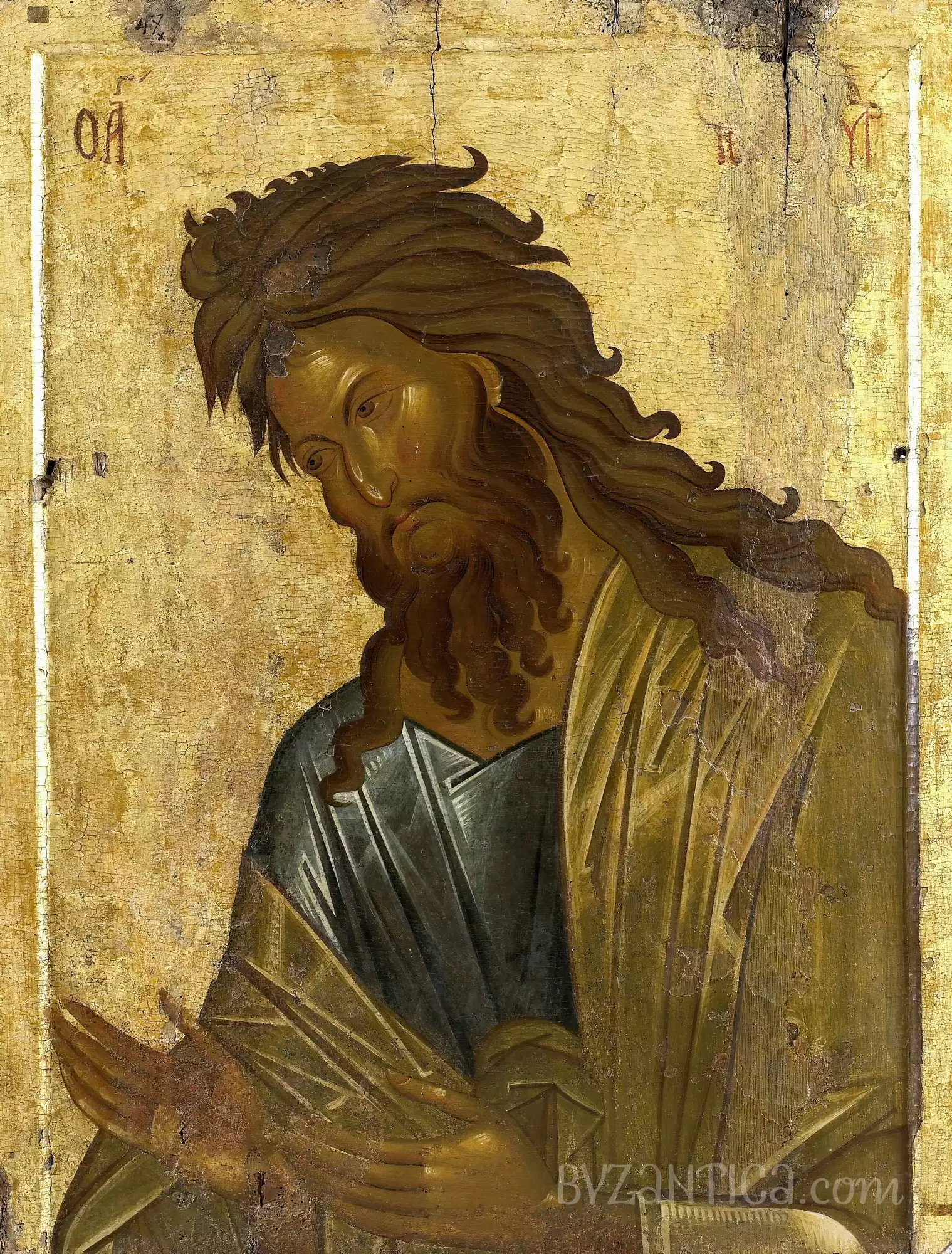 Saint John Baptist in Vatopedi full view Byzantine icon Ultra High Resolution from Mount Athos monastery