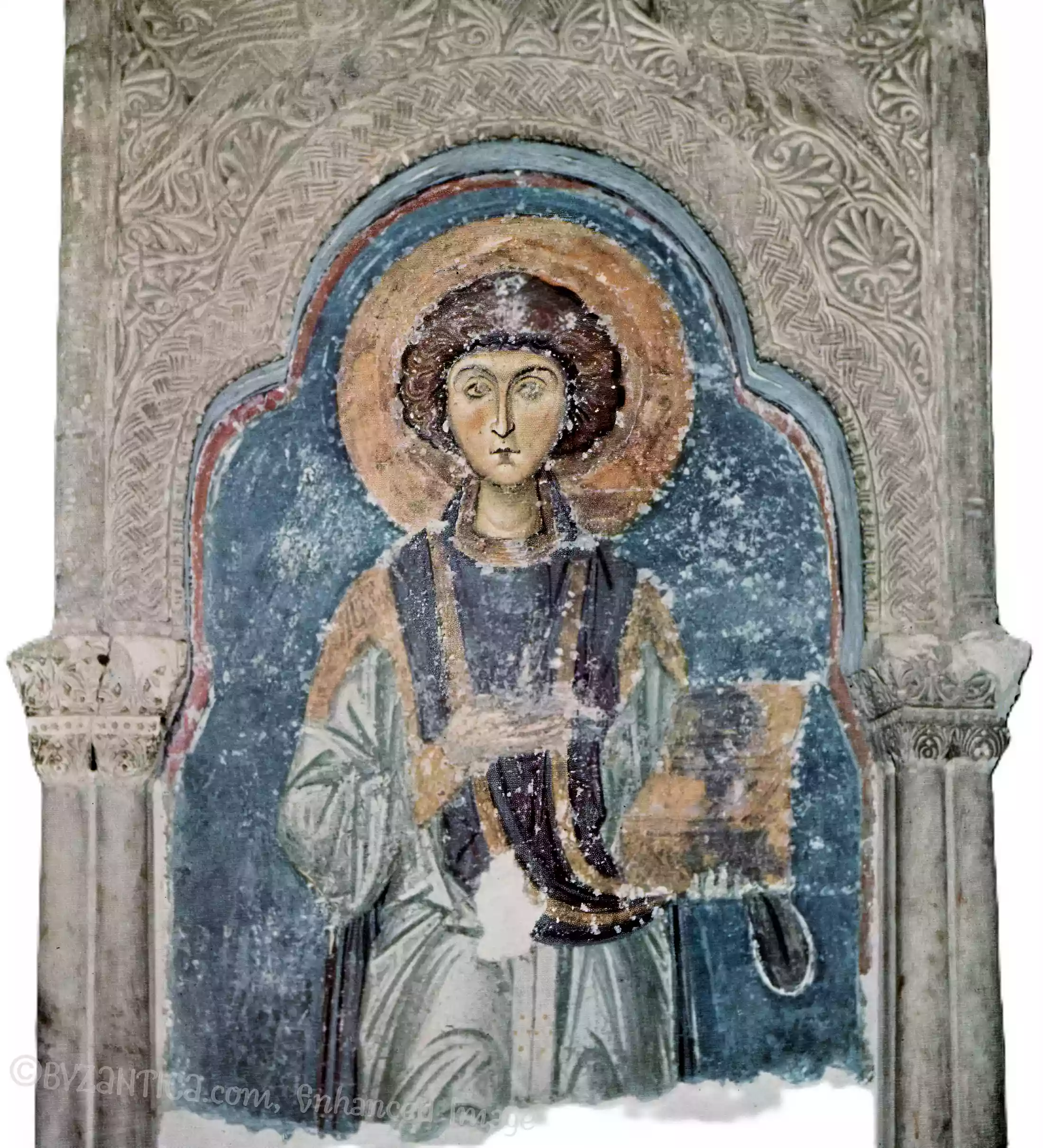 Saint Pantaleon at Nerezi full view Ultra High Resolution Byzantine fresco reveals complete composition in detail