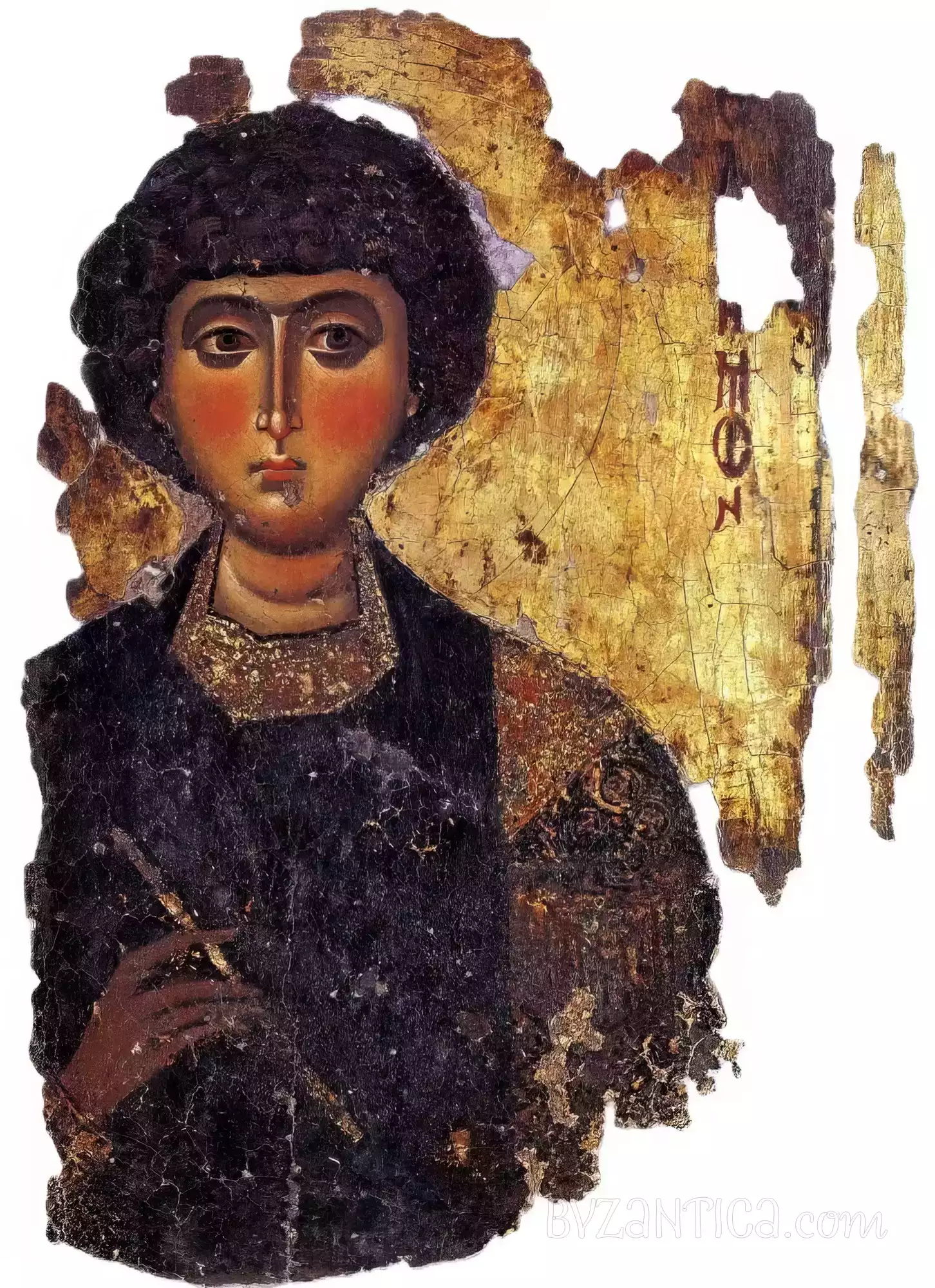 Saint Panteleimon icon in Megisti Lavra full view Ultra High Resolution showing Byzantine sacred portraiture