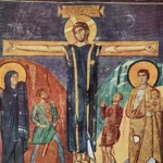 Santa Maria Crucifixion Byzantine fresco showcasing masterful 8th-century technique