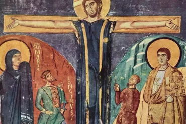 Santa Maria Crucifixion Byzantine fresco showcasing masterful 8th-century technique