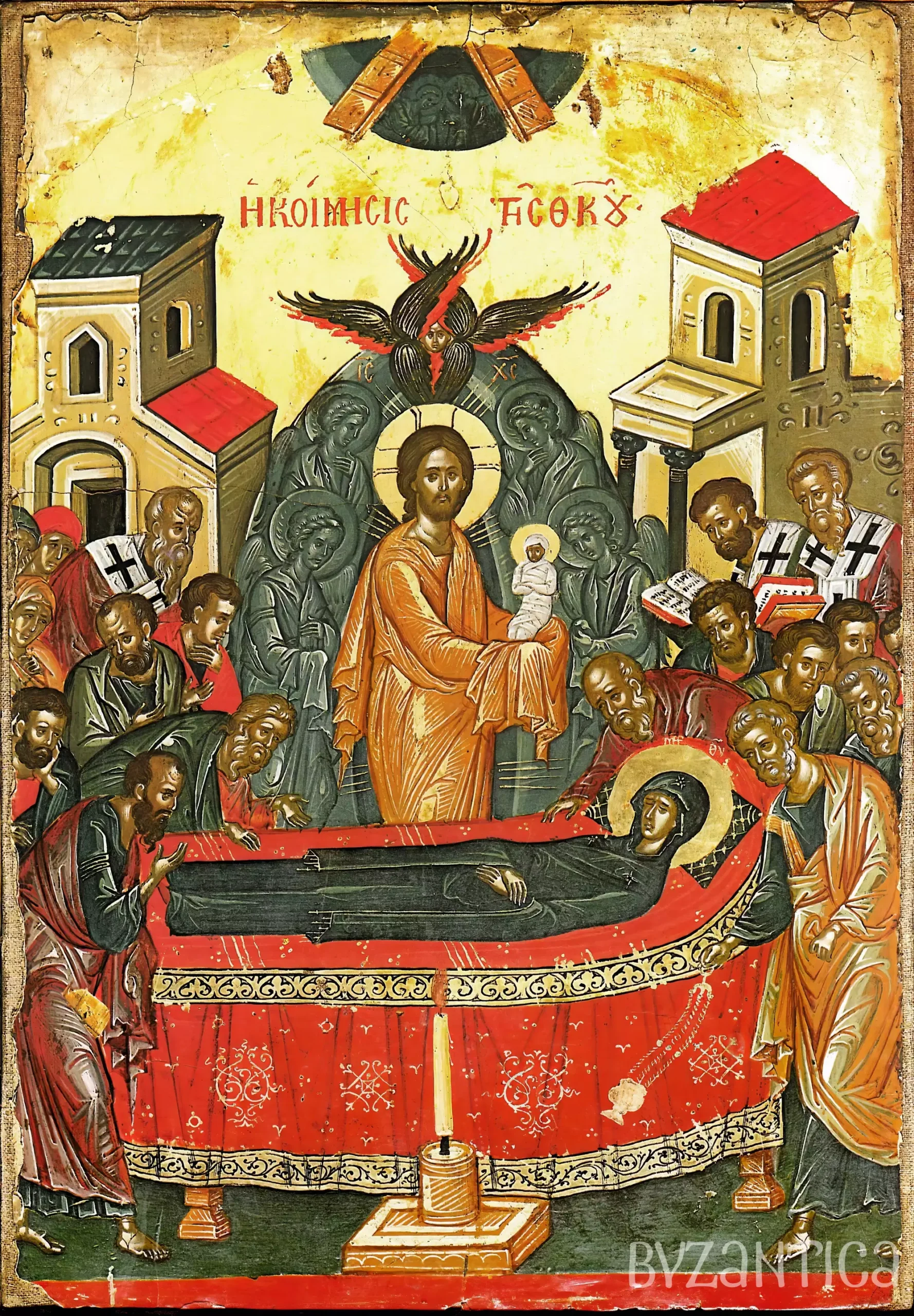 Stavronikita Dormition by Theophanes full view Ultra High Resolution showing complete sacred composition