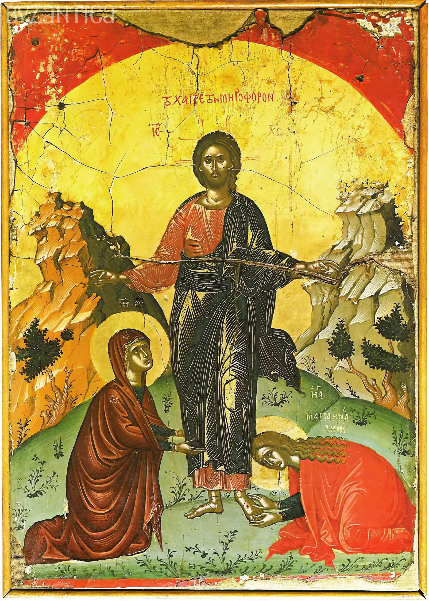 Complete view of Noli Me Tangere icon at Stavronikita Monastery by Theophanes the Cretan in UHD resolution