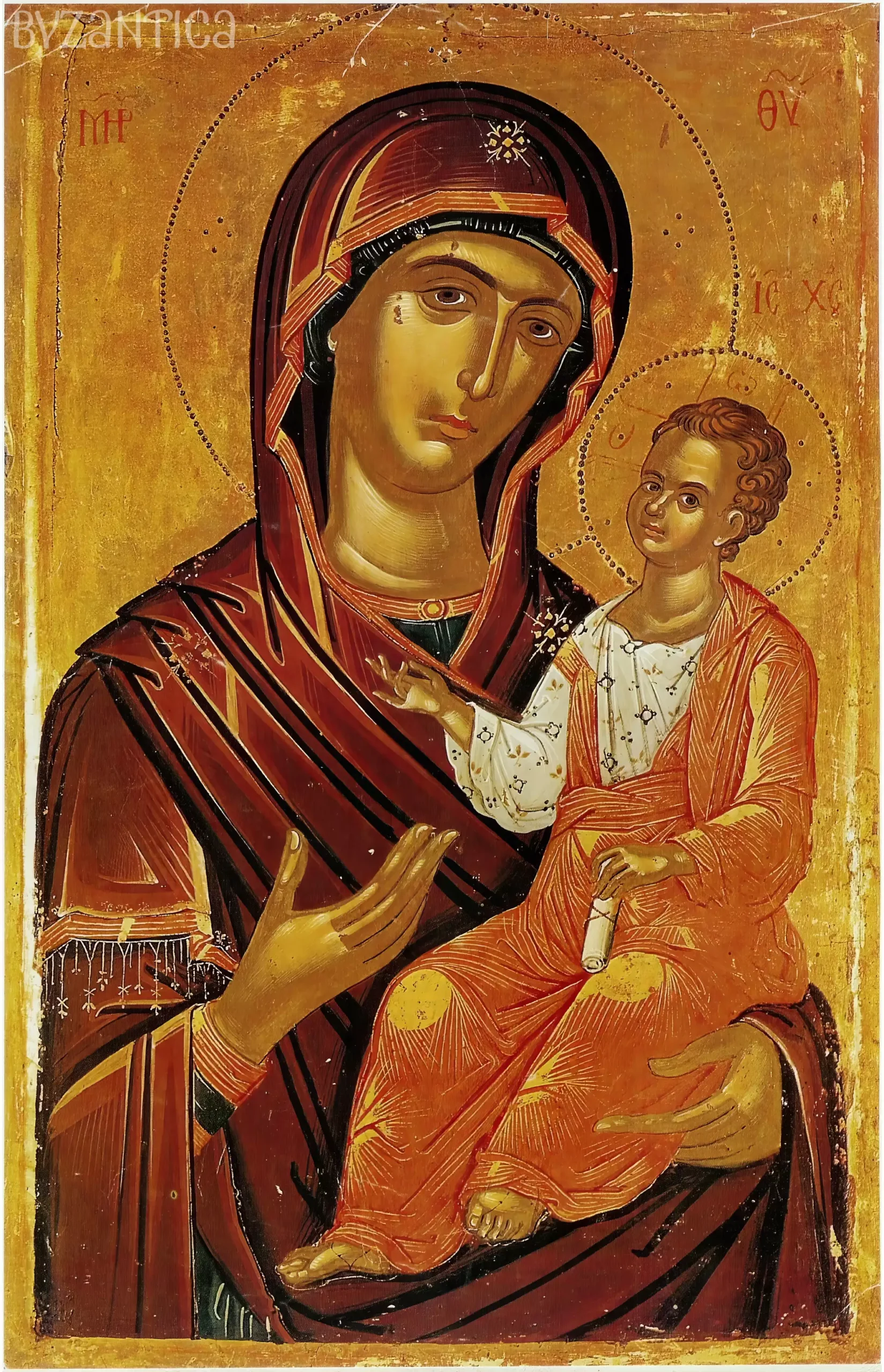 UHD capture of complete Stavronikita's Virgin icon showing Mother and Child in divine presence