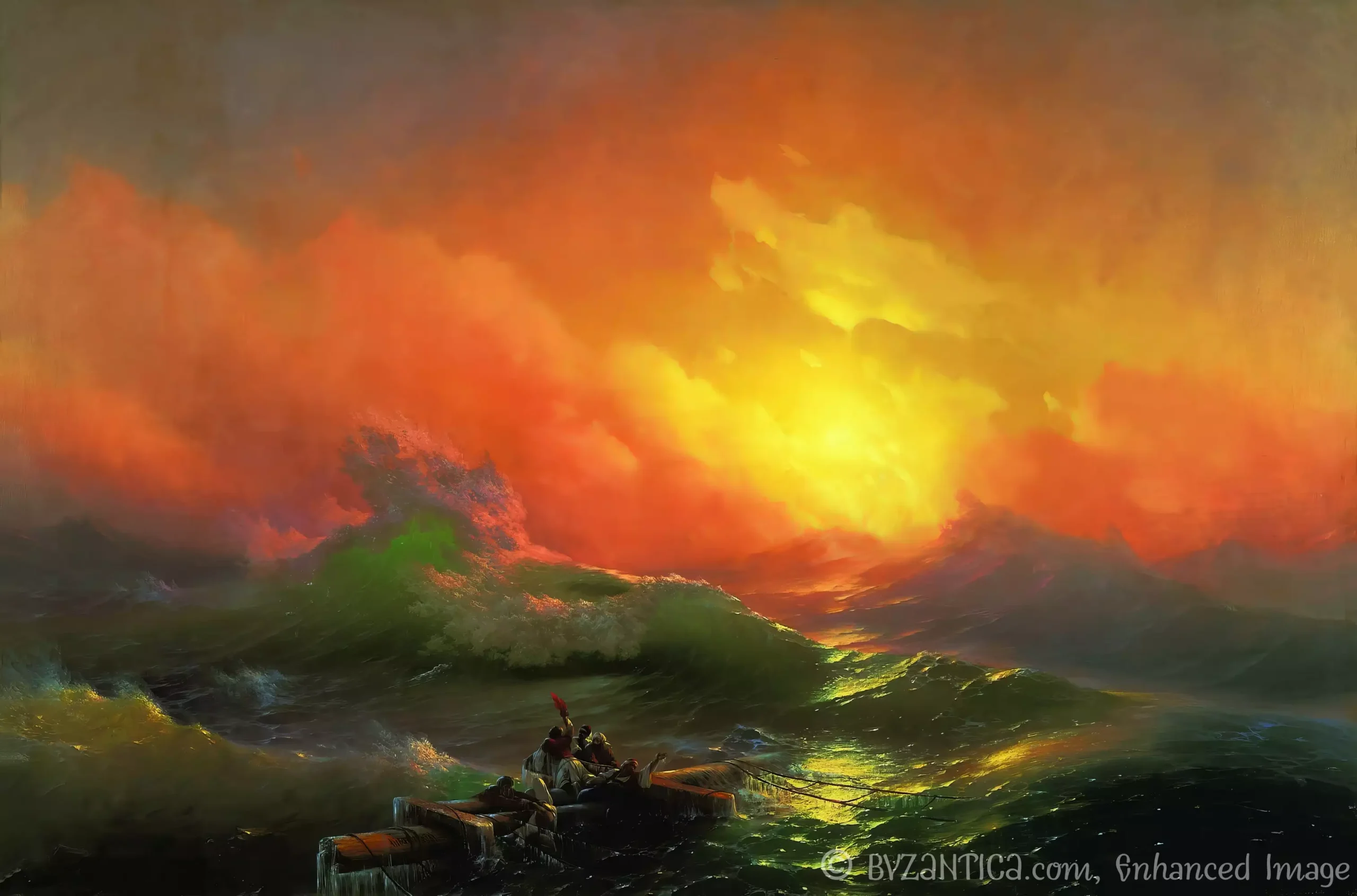 The Ninth Wave by Aivazovsky full view Ultra High Resolution dramatic seascape with divine light breaking through storm