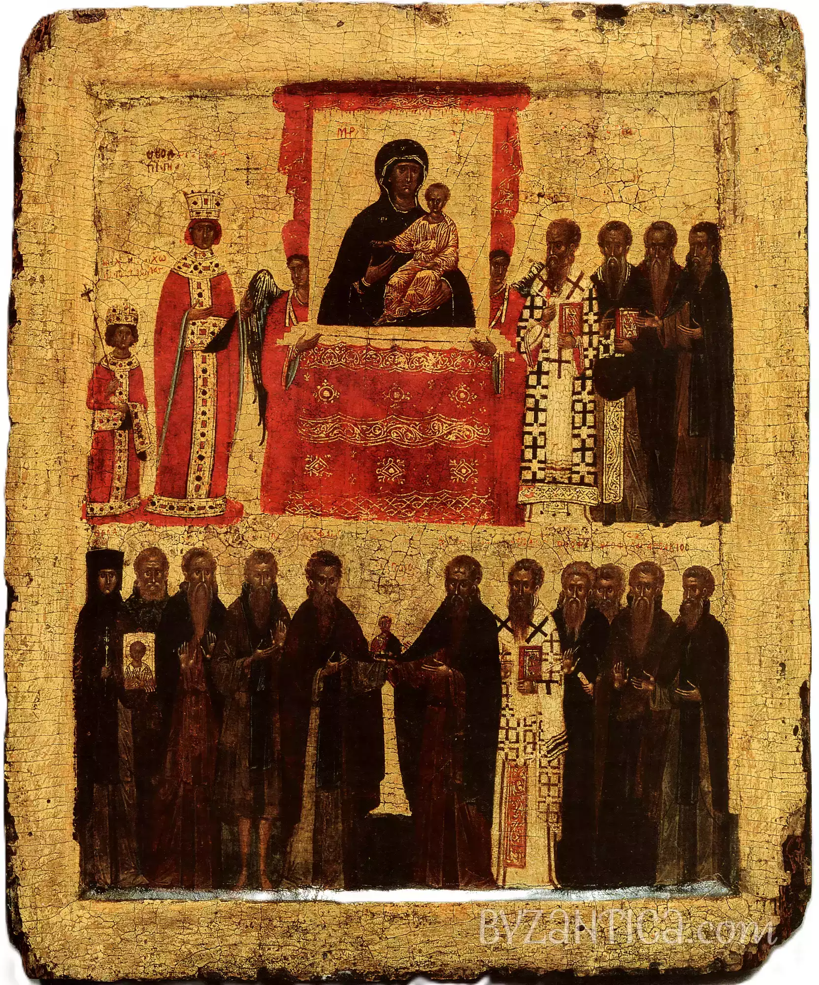 Triumph of Orthodoxy Icon in British Museum full view in Ultra High Resolution showing complete Byzantine composition