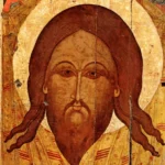 Holy Face of Christ acheiropoietos icon from Novgorod School showing masterful Byzantine technique