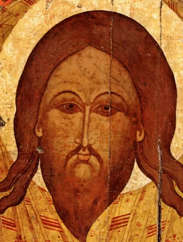 Holy Face of Christ acheiropoietos icon from Novgorod School showing masterful Byzantine technique