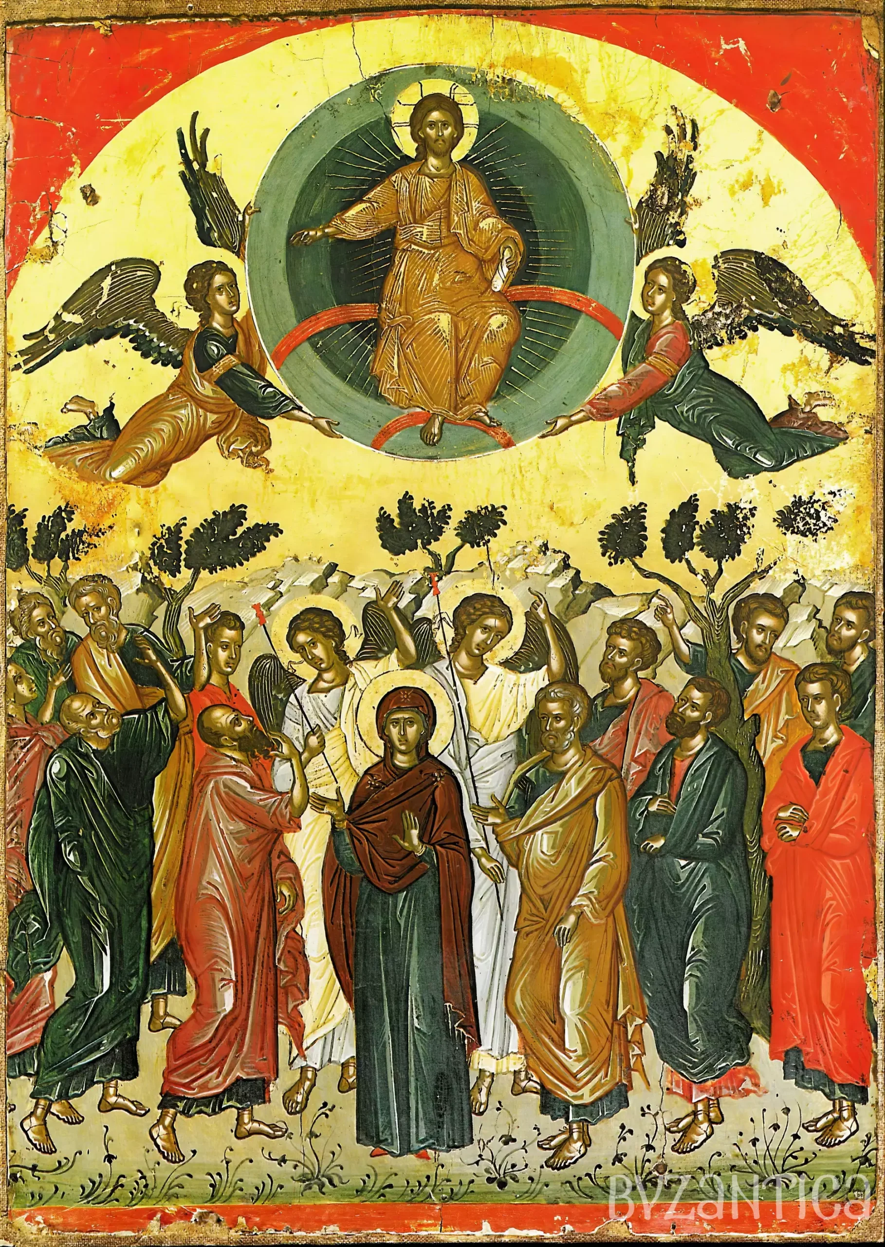 Ascension at Stavronikita by Theophanes full view Ultra High Resolution showing complete sacred composition