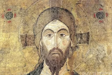 Christ Pantocrator in Bargello blessing hand detail with golden gospel book reveals sacred mosaic mastery