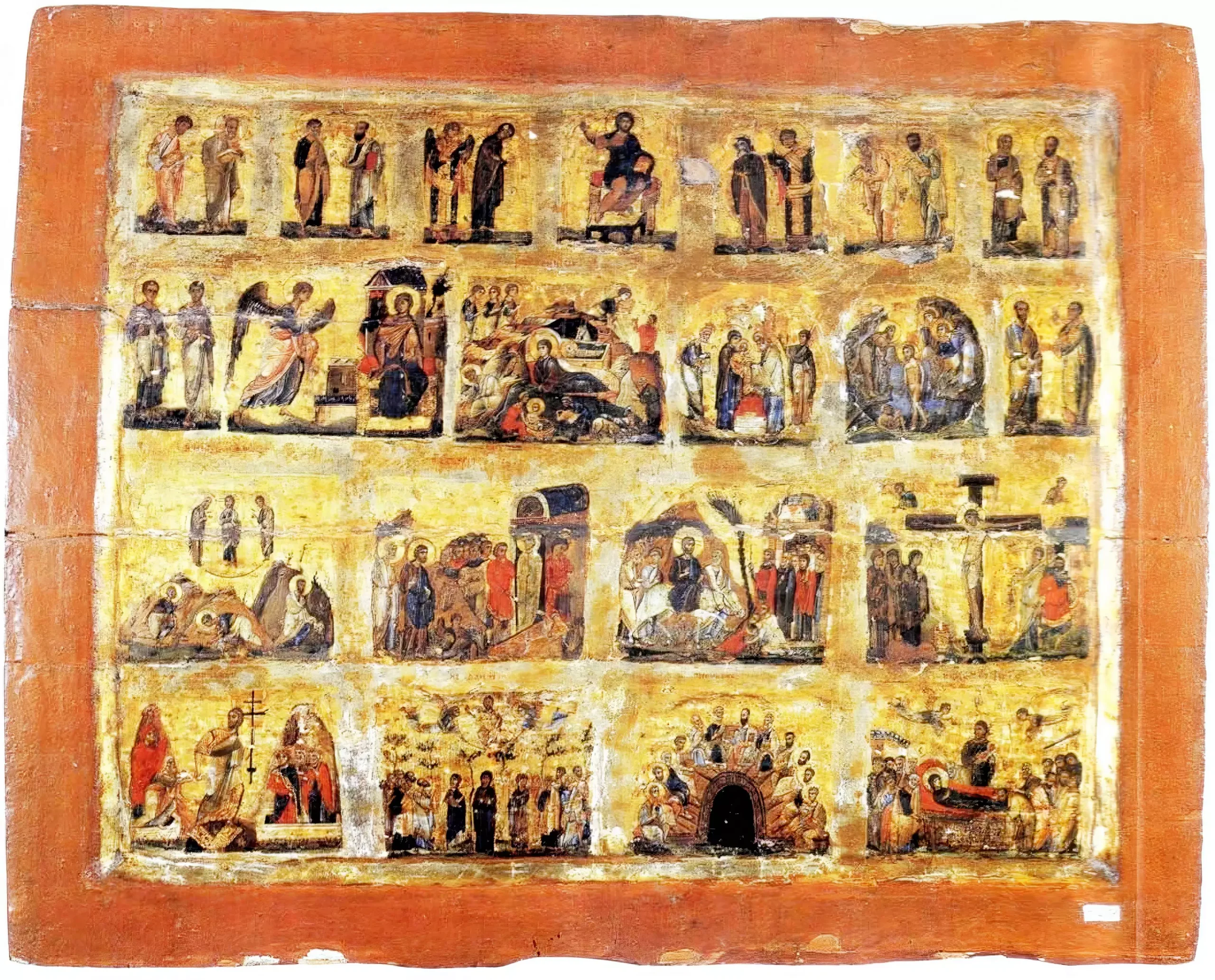 Deesis Sinai Icon featuring feast cycle scenes from Saint Catherine's Monastery, detailed UHD capture