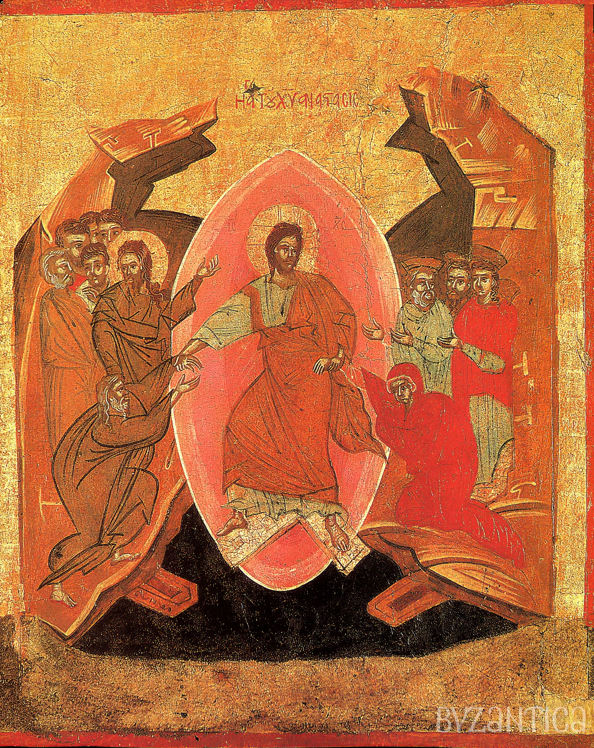 Descent to Hades icon in Livorno full view showing Christ's victory over death with gathered figures UHD