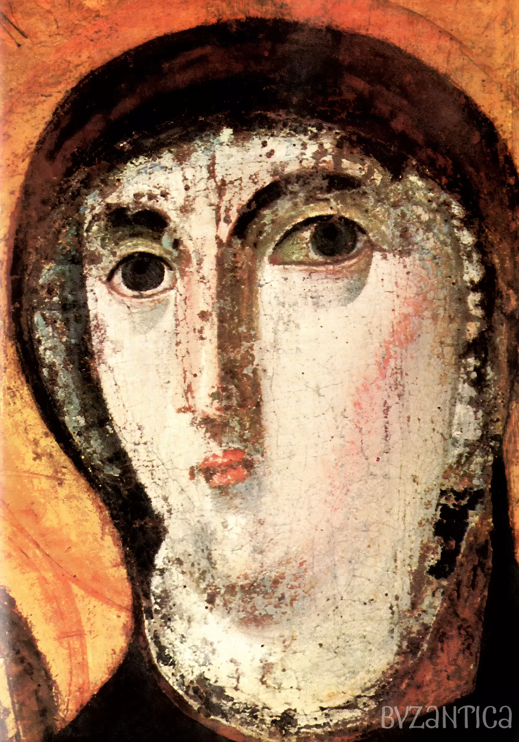 Complete view of the Madonna and Child icon from St. Maria Nova, Rome, 7th century, in UHD quality