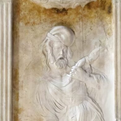 Malatesta Chapel Planets dancing figure detail in UHD showing divine movement carved in luminous marble