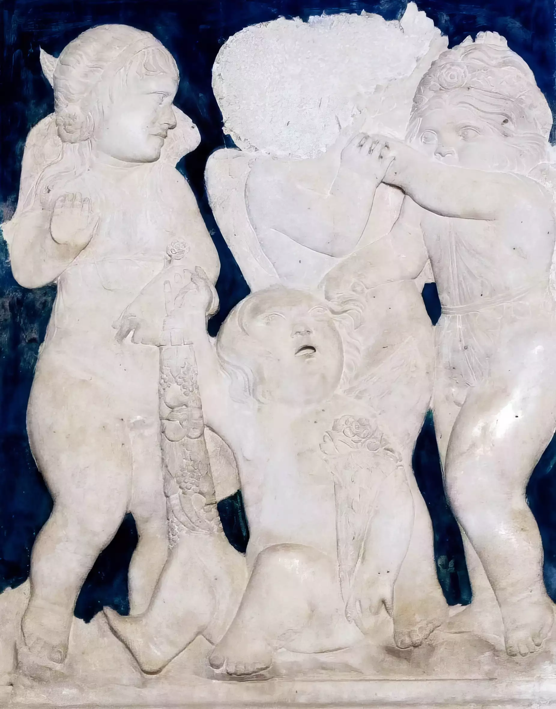 Malatestiano Chapel Sculptures: Full view of the 15th-century marble relief at Tempio Malatestiano in UHD quality