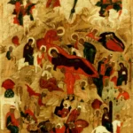 Russian Nativity Icon showing the birth of Christ with angels and shepherds, 17th century Orthodox masterpiece in UHD