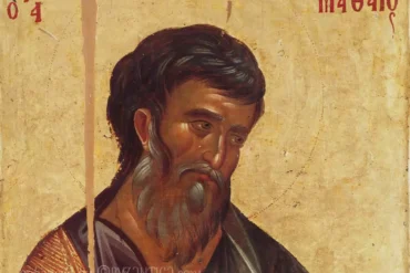 Saint Matthew in Hilandar facial portrayal shows masterful Byzantine technique in rendering divine contemplation