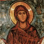 Sinai Burning Bush Byzantine fresco depicting the Virgin Mary with stars in Saint Catherine's Monastery, Mount Sinai