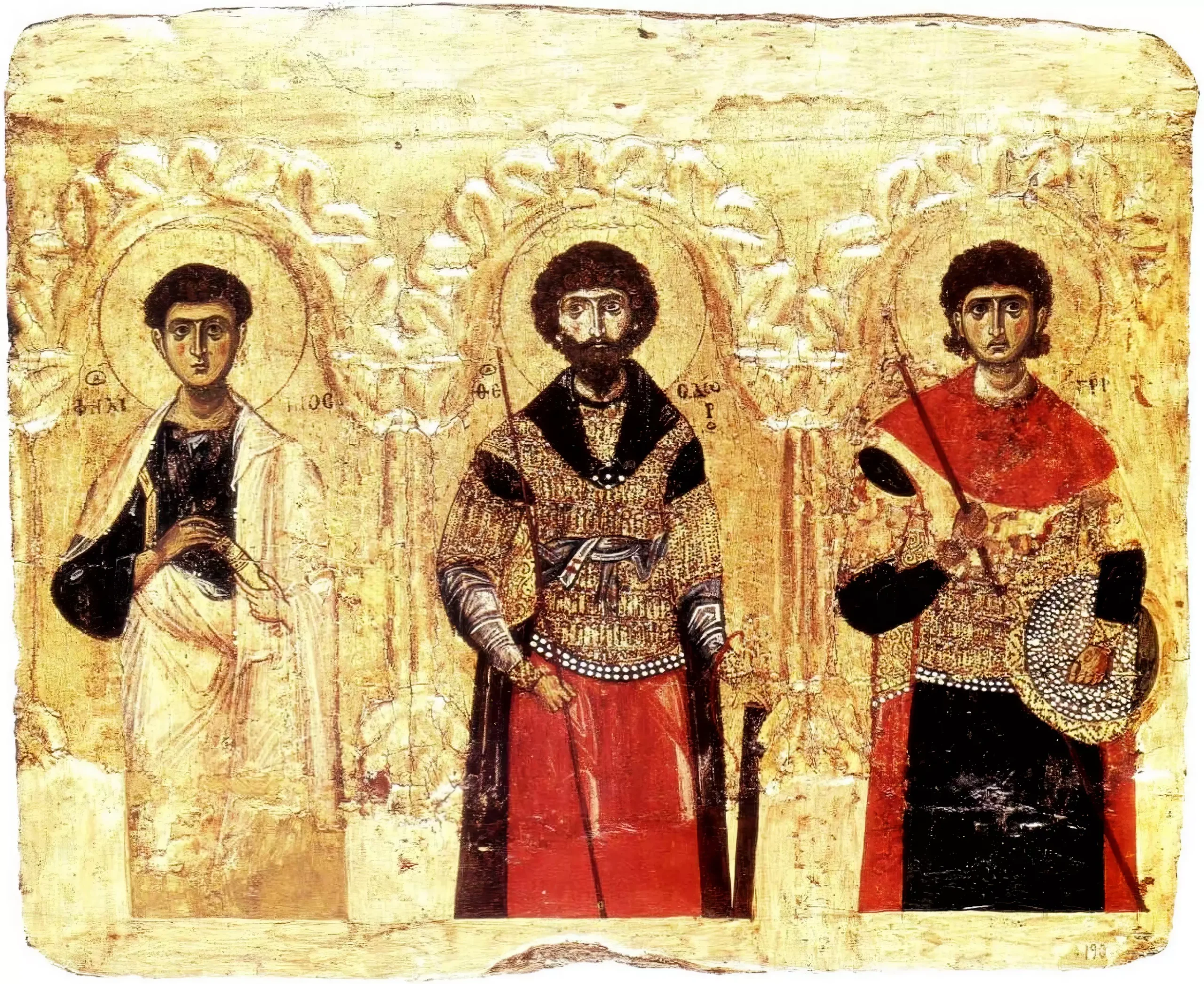 Templon Saints Deesis sacred artwork featuring Saints Philip, Theodore and Demetrius in UHD from 12th century