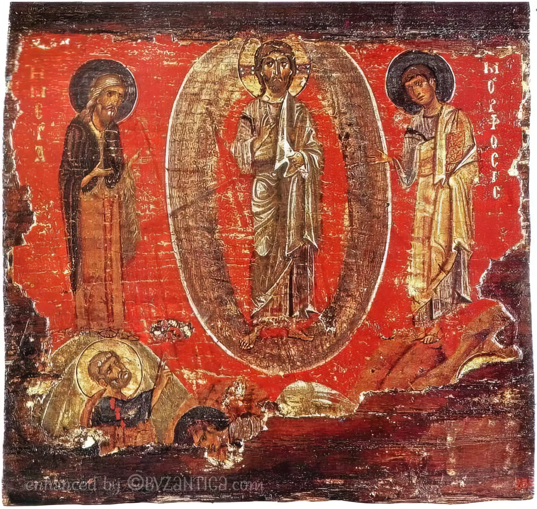 Transfiguration icon in Hermitage full view Ultra High Resolution, 12th century Byzantine masterpiece from Mount Sinai